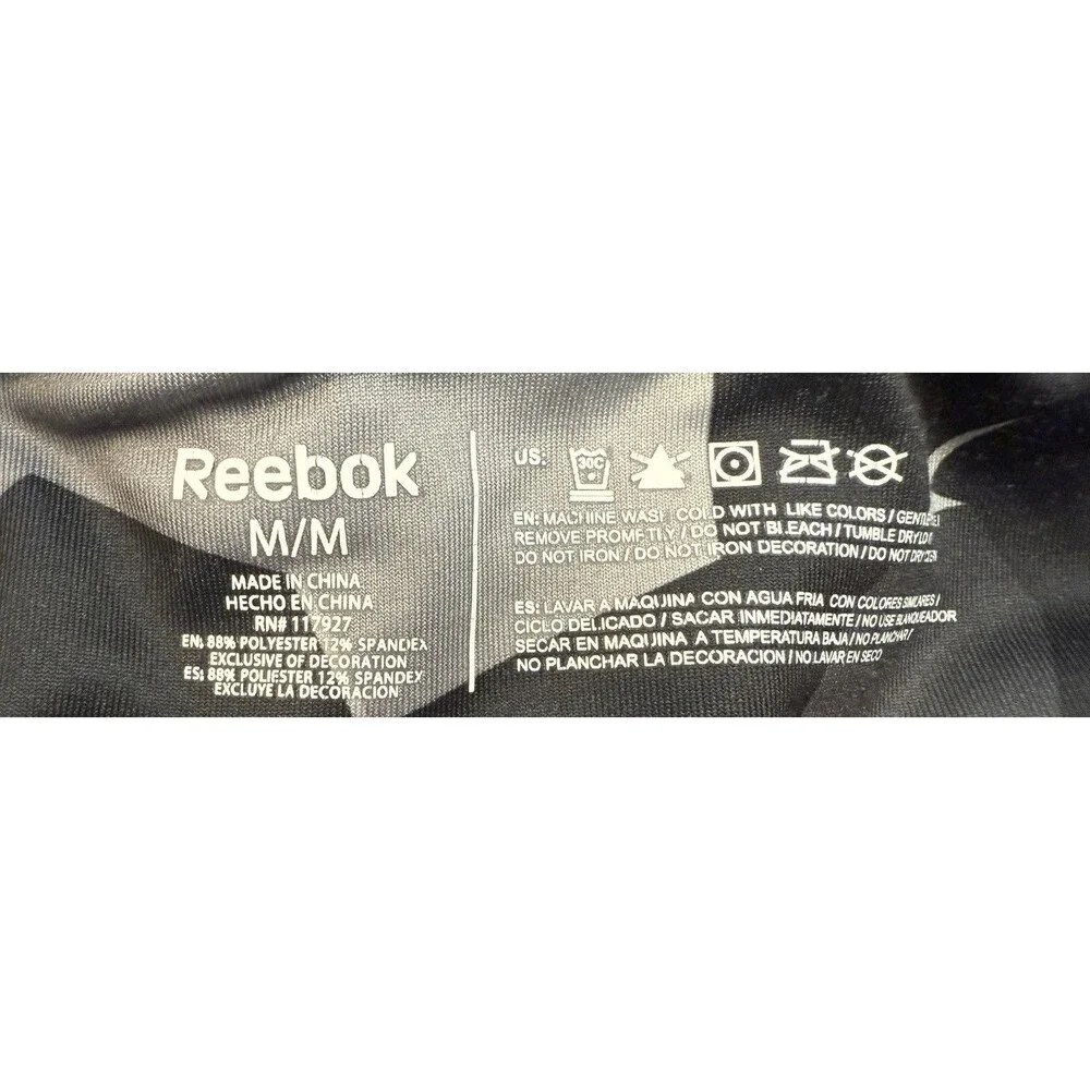 Reebok Geo Camo Leggings M Black Gray Techwear Athleisure Street Style Workout